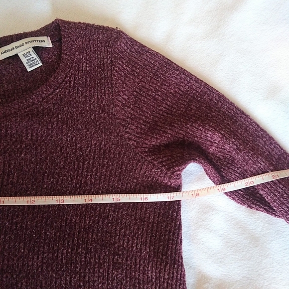 American Eagle Ribbed Open Back Sweater in Burgundy Size XS - Picture 5 of 9